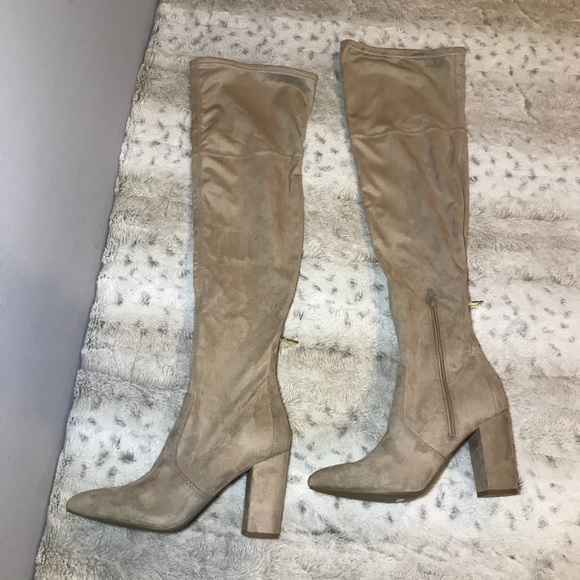 🆕NIB Azella Over-the-Knee Tan Vegan Suede Boots - Picture 5 of 7